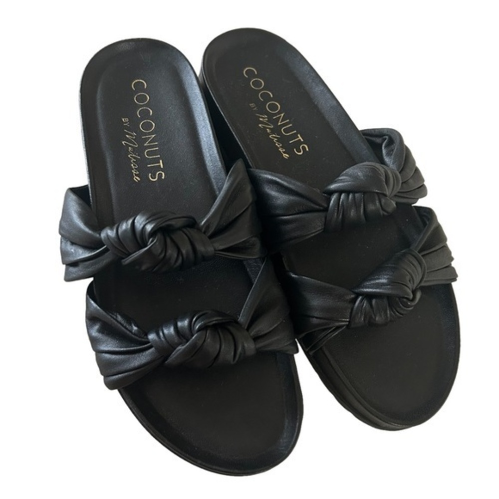 Coconuts NWOT By Matisse Park Ave Vegan Leather Knotted Tie Slide Sandal Black